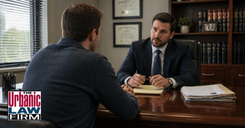 Child stealing Oklahoma criminal defense image showing a tense family-related courthouse scene for representation by The Urbanic Law Firm.