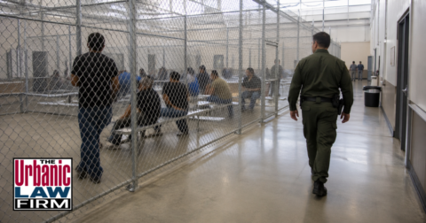 Immigrants held in an ICE detention center illustrating Oklahoma immigration consequences of criminal charges and criminal defense concerns handled by The Urbanic Law Firm.