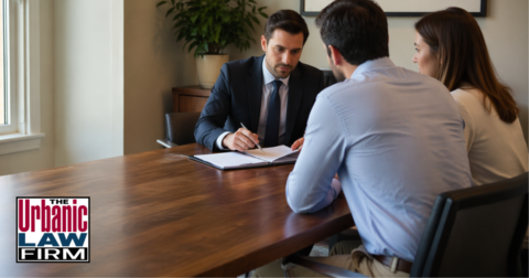 Couple reviewing paperwork at home during a receiving stolen property Oklahoma criminal defense matter with The Urbanic Law Firm.