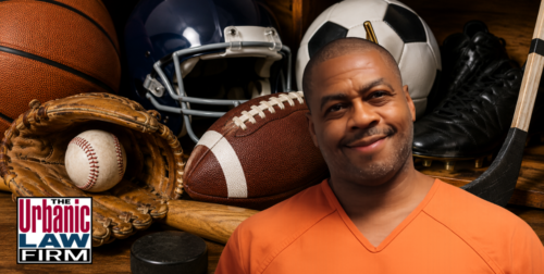Sports memorabilia display representing the Desmond Mason arrest story and Oklahoma criminal defense issues involving property, embezzlement, and fraud allegations handled by The Urbanic Law Firm.