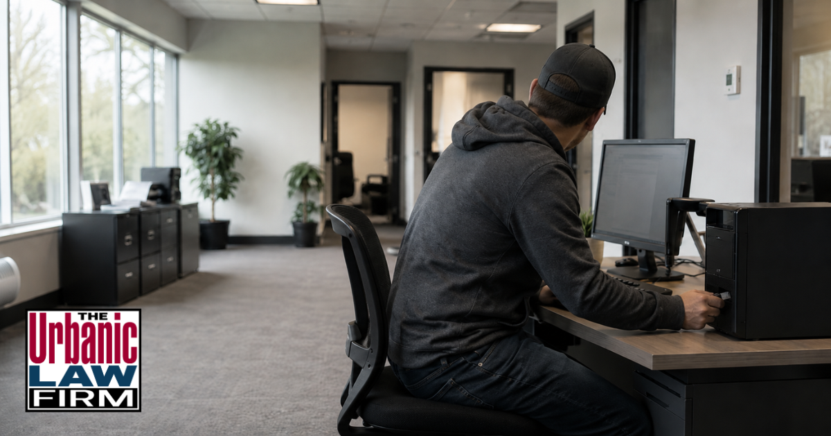 Person facing a computer during an Oklahoma computer access hacking investigation, illustrating criminal defense help from The Urbanic Law Firm.