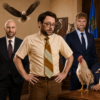 Oklahoma bird law courtroom image with attorneys from The Urbanic Law Firm surrounded by birds, representing Oklahoma criminal defense for bird-related charges.