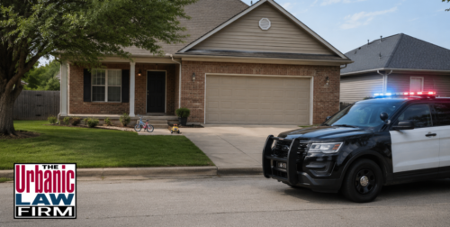 Police SUV outside an Oklahoma home representing Oklahoma domestic abuse changes and criminal defense by The Urbanic Law Firm.